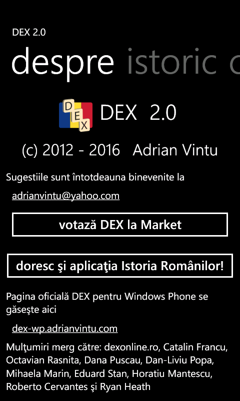 DEX pentru Windows Phone Despre